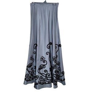 Vtg Chetta B Special Occasion SIlk Maxi Skirt Applique Embroidery Design Sz 8